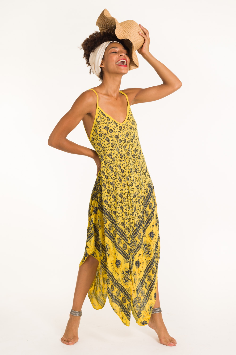 13-amarillo y azul-a-vestido asimétrico tirantes estampado elefantes