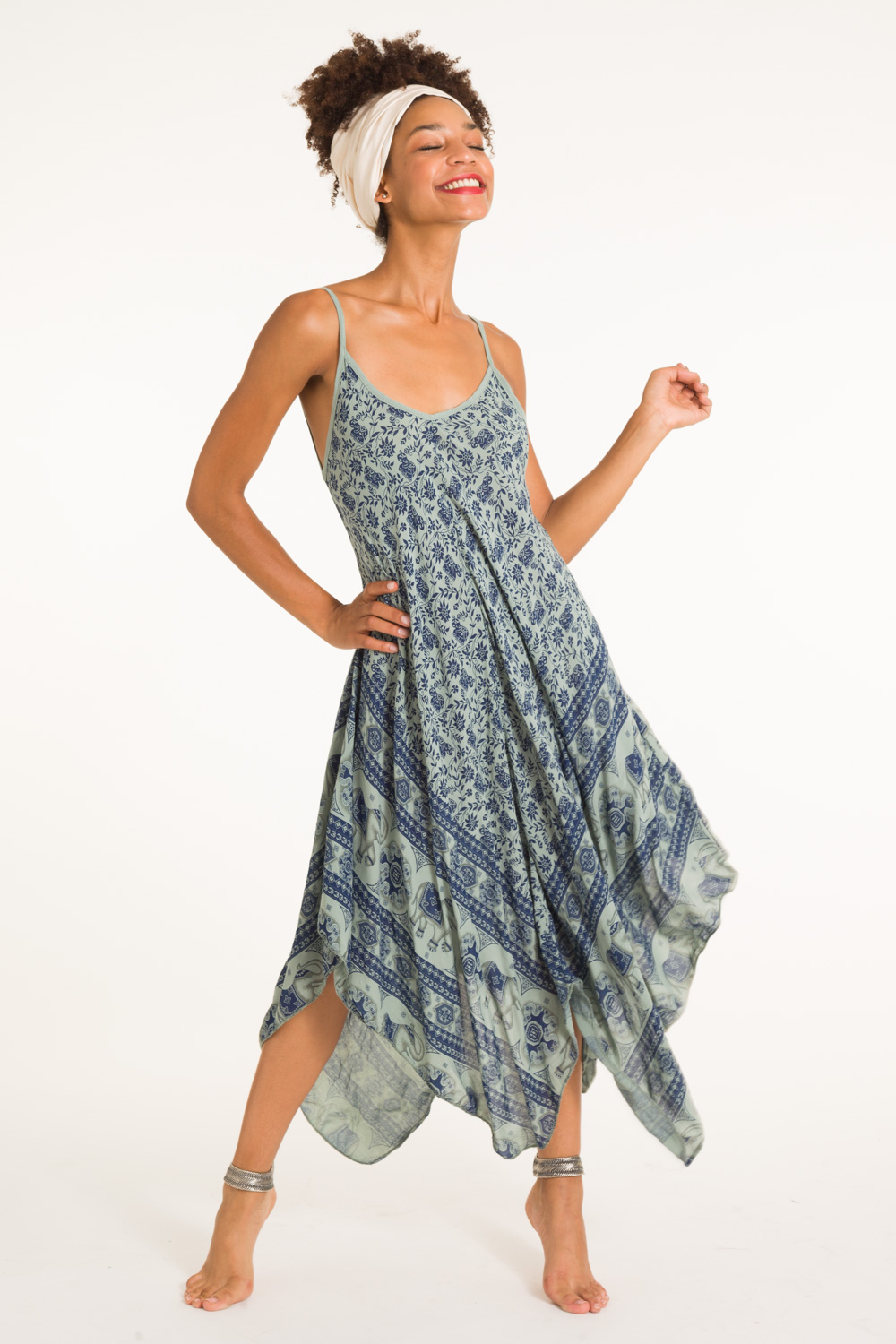 13-verde oliva y azul-a-vestido asimétrico tirantes estampado elefantes