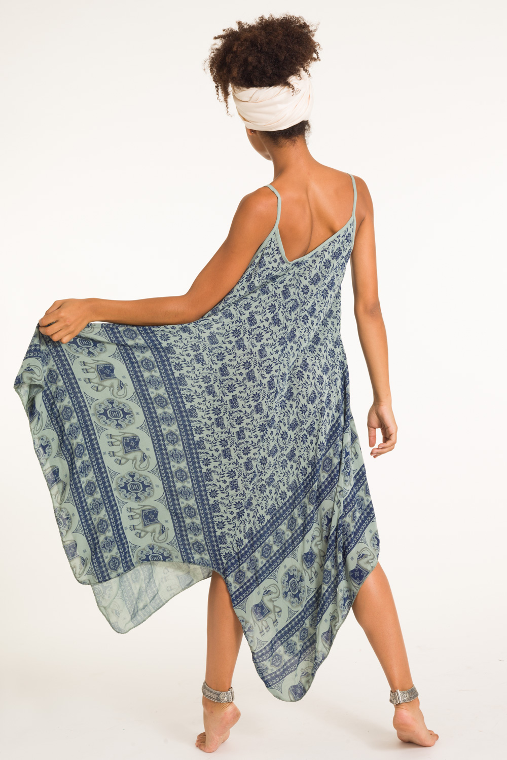 13-verde oliva y azul-b-vestido asimétrico tirantes estampado