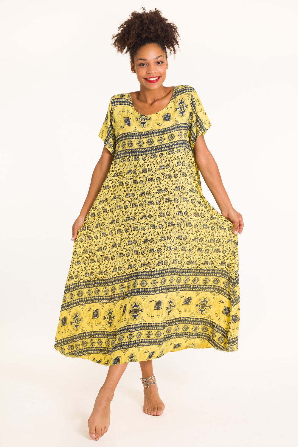 14-amarillo-a-vestido recto flores elefante