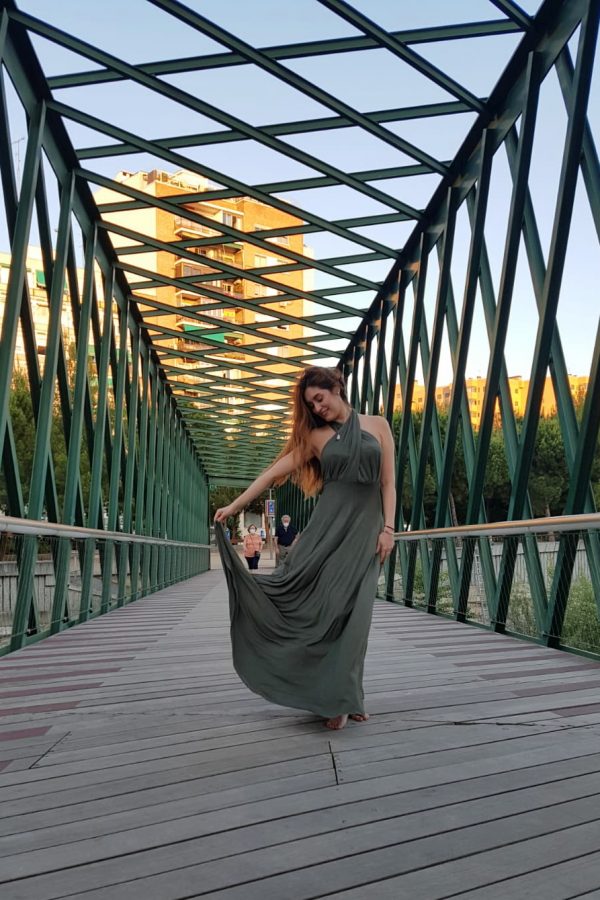 vestido verde caqui