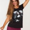 Camiseta Mona Lisa, Negra, para mujer. Por fin locas