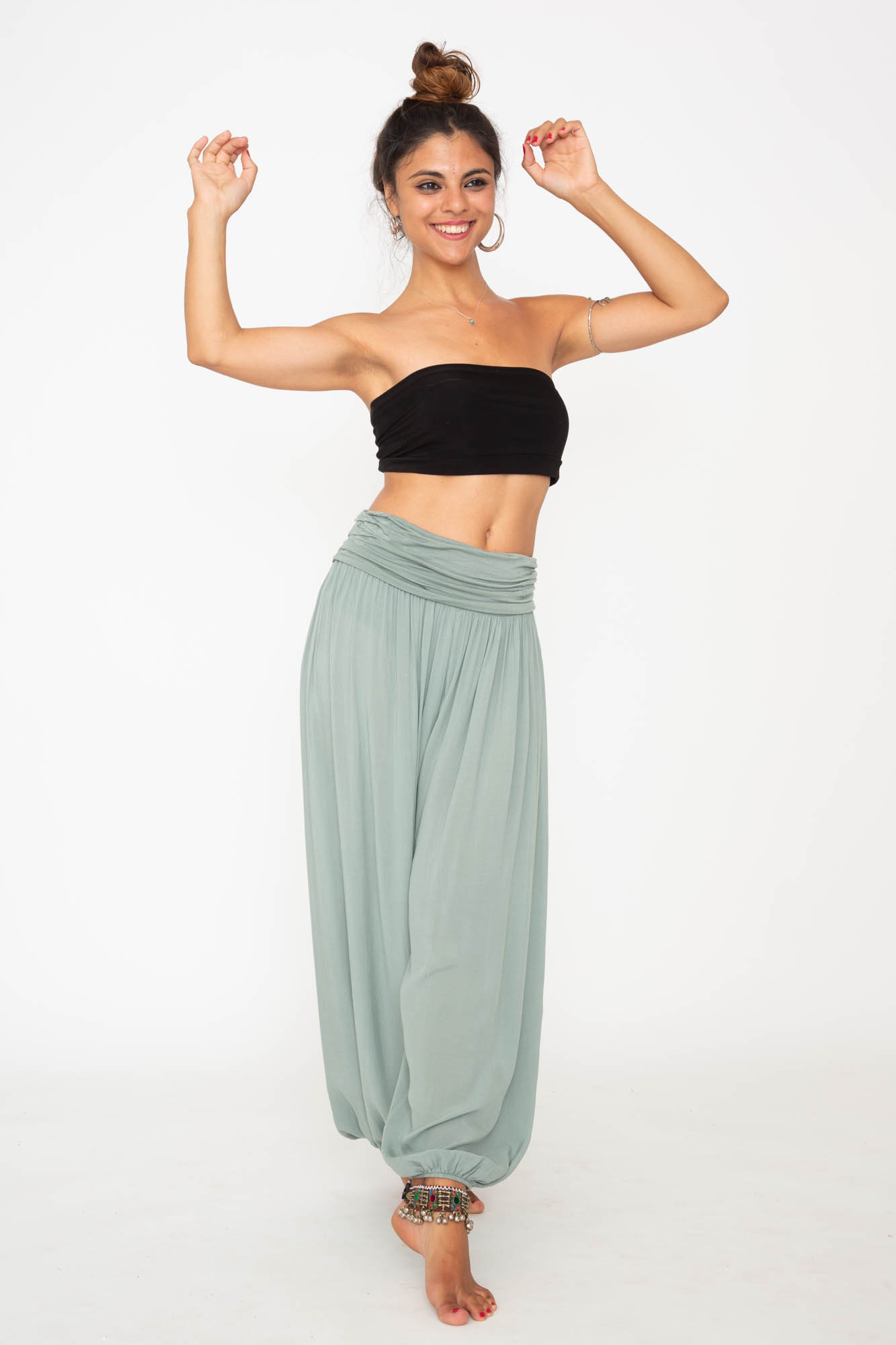 Pantalon Bombacho color verde, ropa Ibicenca, Hippie Pantalon Bombacho color verde, ropa Ibicenca, Hippie
