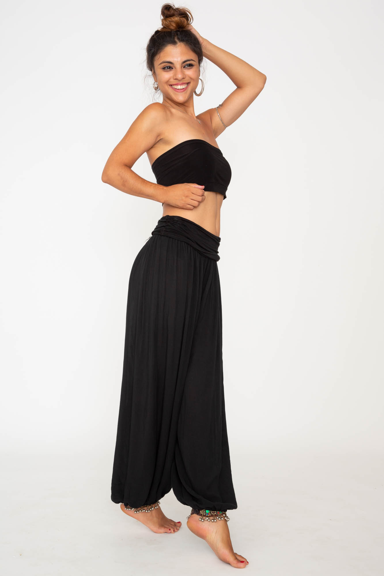 Pantalon Bombacho color negro, ropa Ibicenca, Hippie Pantalon Bombacho color negro, ropa Ibicenca, Hippie